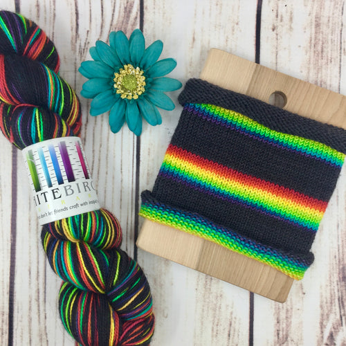 Does This Rainbow Make My Black Look Big? - hand-dyed self-striping sock yarn